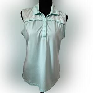 Lady Hagen Aqua  Sleeveless Polo Top (M)